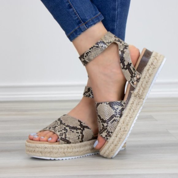 Python Snake Espadrille Platform Comfort Sandal - Picture 2 of 7